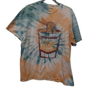 Maruchan‎ Instant Lunch Ramen Noodles Graphic T-Shirt Tie-Dye Blue Orange